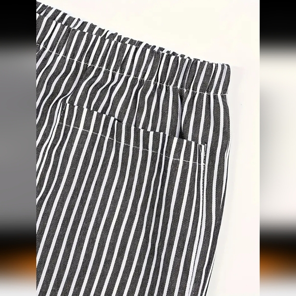 Blue White Striped 3XL Back w Pocket Elastic Waist - Picture 4 of 5